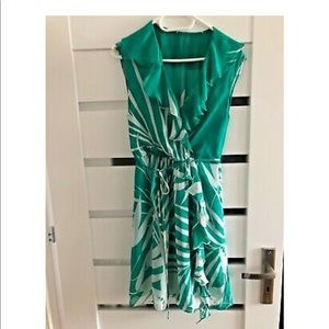 Milly Green and White Palm Print Summer Dress